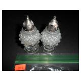 Diamond Cut Glass Salt and Pepper Shakers