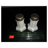 White with silver lids Salt and Pepper Shakers