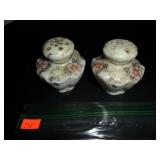 White & Gold with Pink Flowers Salt and Pepper