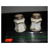 Gold & White Salt and Pepper Shakers