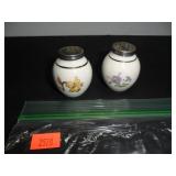 White & Silver with flowers Salt and Pepper