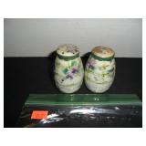 Green with Purple Flowers Salt and Pepper Shakers