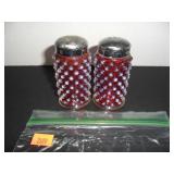 Fenton Cranberry Salt and Pepper Shakers