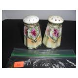 Green & White with flowers Salt and Pepper