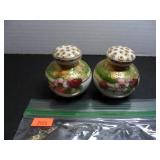 Green & White with flowers Salt and Pepper