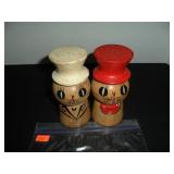 Wooden Top Hat Characters Salt and Pepper Shakers