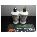 Vintage white milk glass Salt and Pepper Shakers