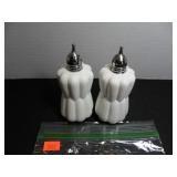 Vintage white milk glass Salt and Pepper Shakers