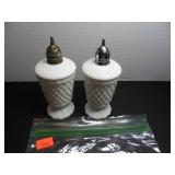 Vintage white milk glass Salt and Pepper Shakers