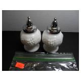 Vintage white milk glass Salt and Pepper Shakers