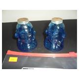 George Washington Blue glass Salt and Pepper