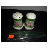White & Green with Flowers Salt and Pepper
