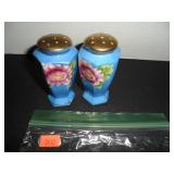Blue & Gold wit Purple Flowers Salt and Pepper