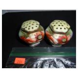 Purple & Green with floral design Salt and Pepper
