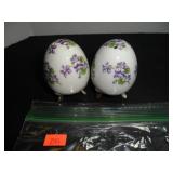 White with Purple Flowers Salt and Pepper Shakers