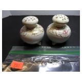 White& Gold with floral Design Salt and Pepper