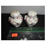 Vintage white with flowers Salt and Pepper