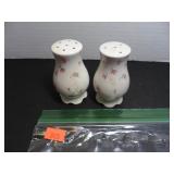 White with pink flowers Salt and Pepper Shakers