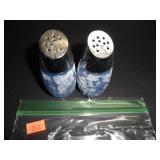 Frosted White & Blue Salt and Pepper Shakers
