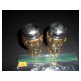 Vintage Copper & Silver Glass Salt and Pepper