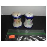 White & Blue floral design Salt and Pepper