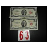 Lot of 2- 1953 $2 Red Notes Lot of 2- 1953 $2 Red Notes