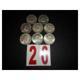 Lot of 8 -1964 90% Silver JFK Half Dollar= AU Lot of 8 -1964 90% Silver JFK Half Dollar= AU