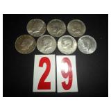 Lot of 7 - 1967 40% Silver JFK Half Dollar= AU