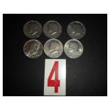 Lot of 6 - 1972 Kennedy Half Dollars