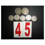 5 silver dimes and 2 silver war nickels 5 silver dimes and 2 silver war nickels
