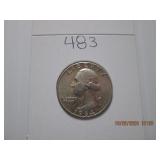 1964 D AU Washington Silver Quarter