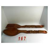 Wood Fork & Spoon 22 inches long