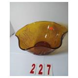 Vintage Tiarra Amber Glass Rooster Candy Bowl