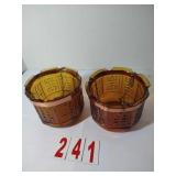 Vintage Tiarra Amber Glass Hanging Pots - Set of