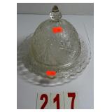 Vintage Tiarra Clear Glass Round Butter Dish with