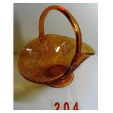 Vintage Tiarra Indiana Glass Golden Amber Basket