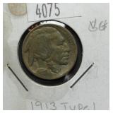 1913 Type 1 Buffalo Nickel VG8 Condition