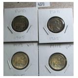 4 Assorted Buffalo Nickels worth $3.5 each