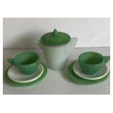 GREEN-WHITE ARGO AGATE CHILDS DISHES