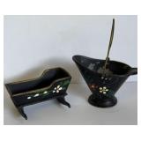 CAST IRON BABY BED AND COAL BUCKET