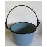 BLUE GRANITEWARE BUCKET WITH WIRE BAIL