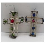 2- VTG CROSS CHRISTMAS ORNAMENTS
