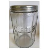 EARLY GLASS COFFEE JAR FOR HOOSIER CABINET