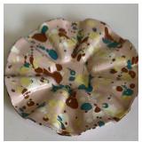 ENAMELWARE SPLATTER SCALLOPED METAL DISH