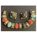 VTG MOSAIC MULTI COLOR BRACLET AND EARRINGS