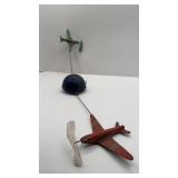 VTG TIN FLYING WINDUP AIRPLANE TOY