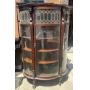 ANTIQUE CURVED GLASS OAK CHINA CABINET