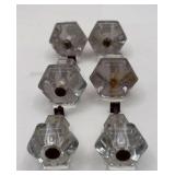 SET OF SIX GLASS DRAWER PULLS