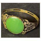 GREEN STONE FILIGREE CUFF BRACELET