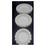 FENTON MILK GLASS HOBNAIL ASHTRAY SET OF 3